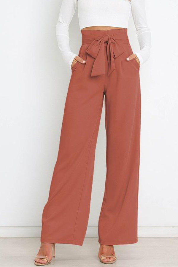 All-match Wide-leg Pants Tie-up Bow Trousers