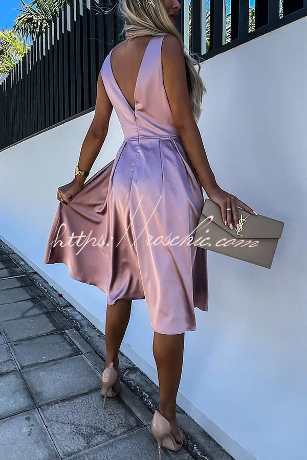 Hold You in My Memory Satin Midi Dress