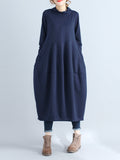 Loose Color Hooded Midi Dresses