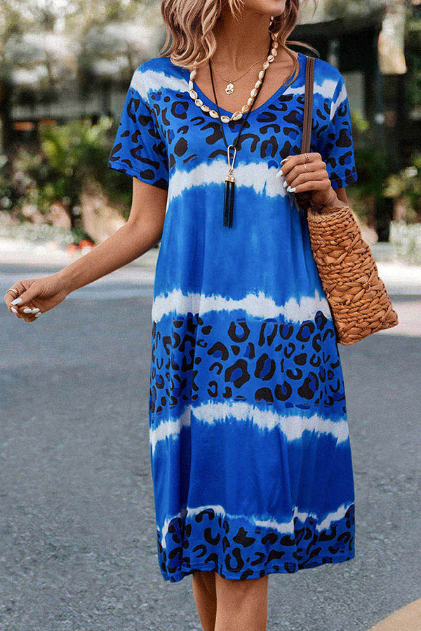 Gradient Leopard Print Midi Dress