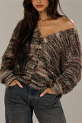 Colorful Striped V Neck Loose Knit Cardigan