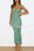 Color High Waist Pleated Mermaid Dress