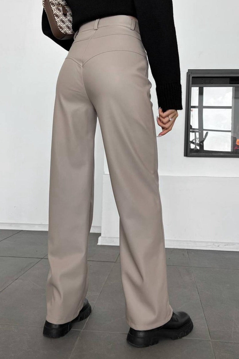 Leather Patchwork Pants