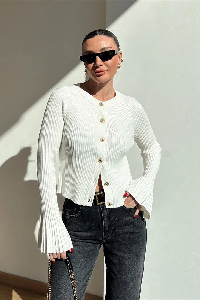 Rib Knit Slim Cardigan