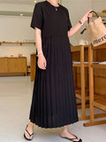 Urban Ruffled Split-joint High Waisted Short Sleeves Midi Dress