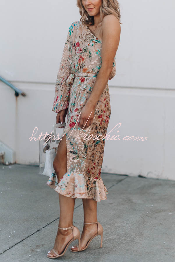 Spring Has Sprung Print One Shoulder Dress