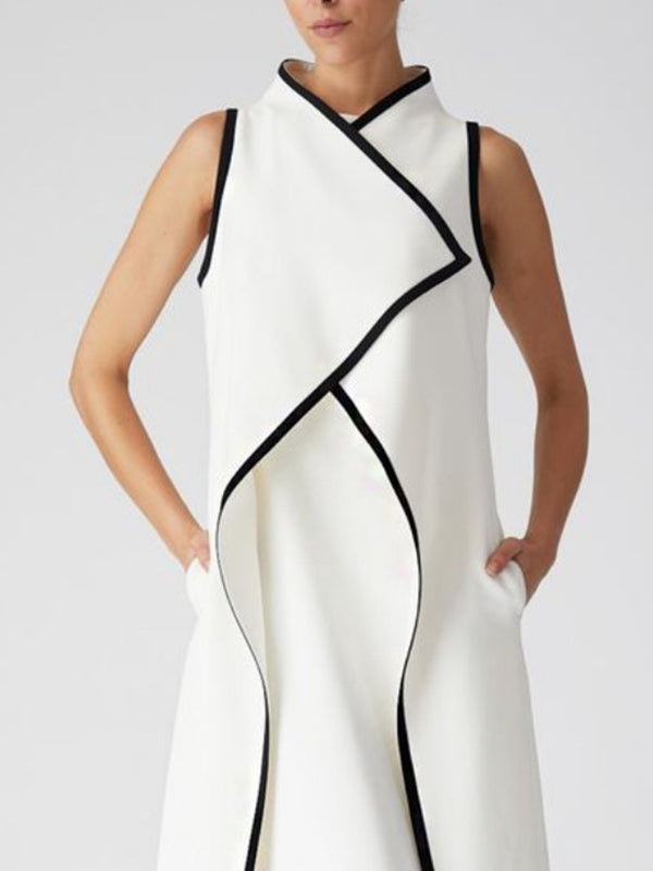 False Two Sleeveless Color Midi Dresses