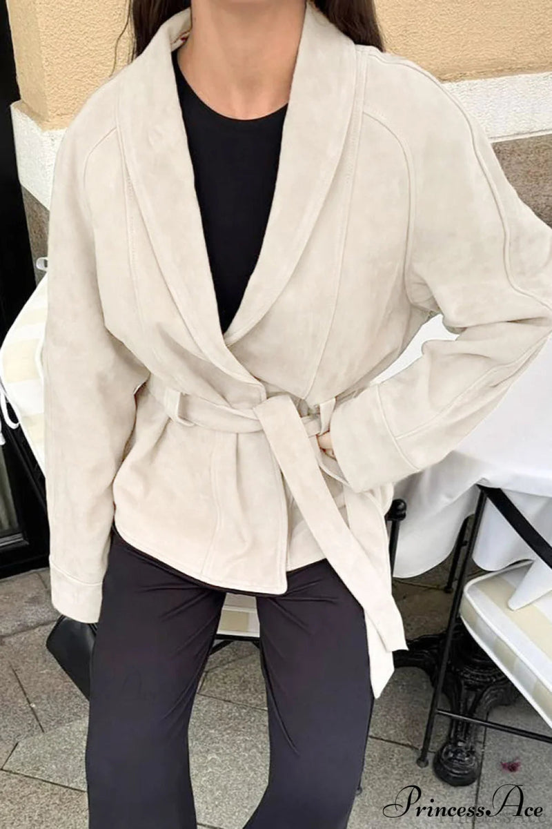 Suede Long Sleeve Jacket Coat