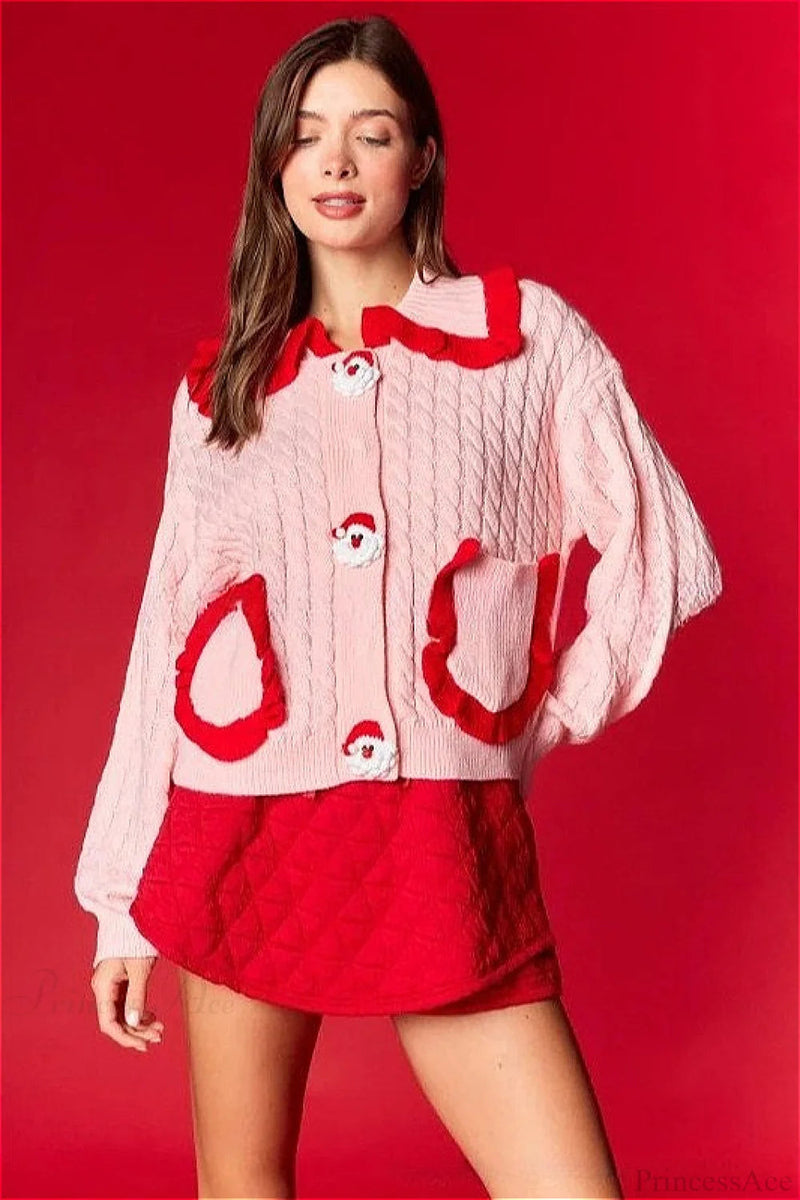 Christmas Doll Collar Ruffle Sweater