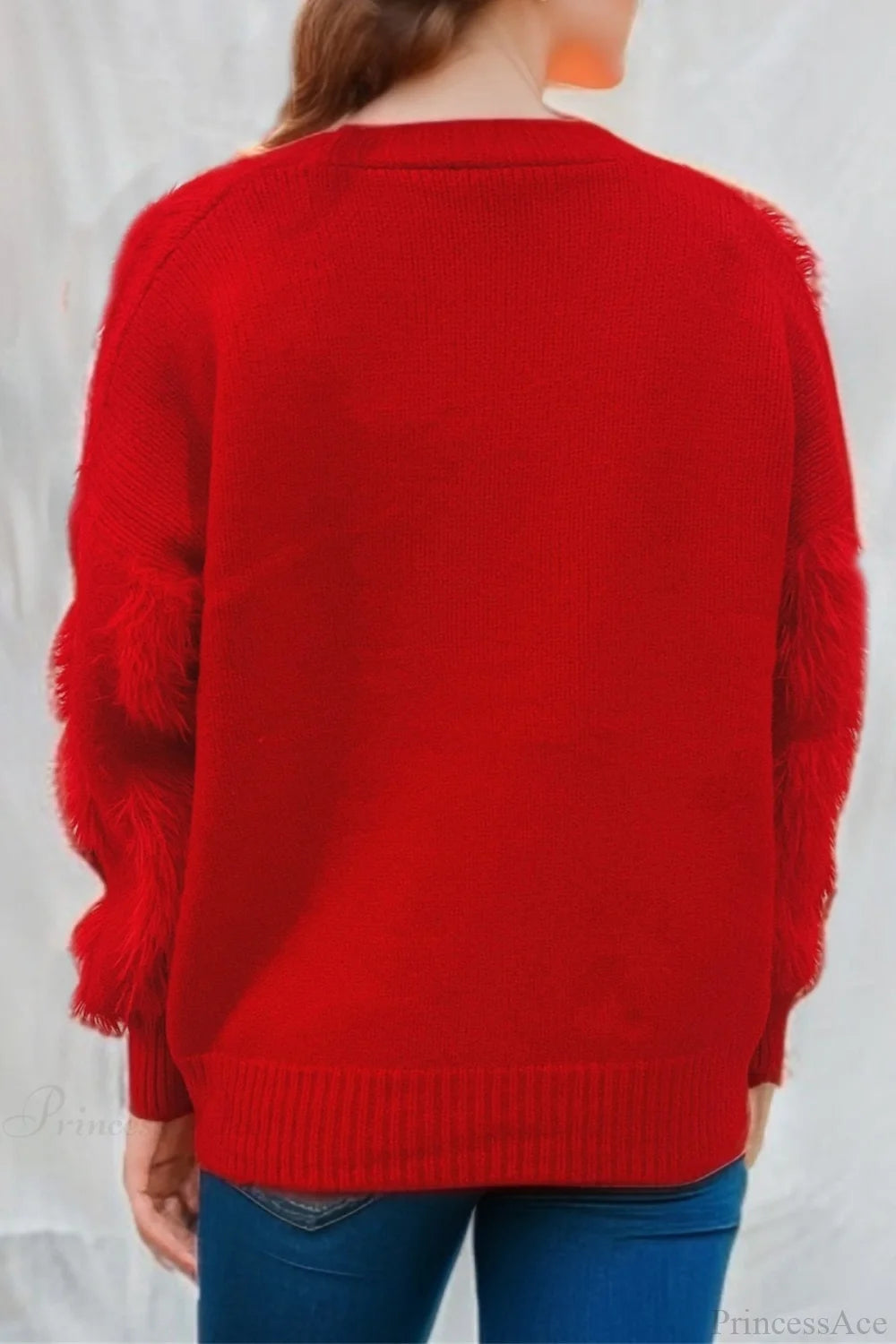 Christmas Mink Fleece 3d Trim Single-breasted Cardigan Sweater