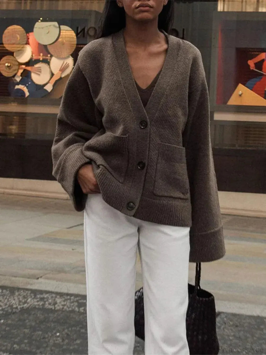 Classic Pocket V-neck Single-breasted Cardigan
