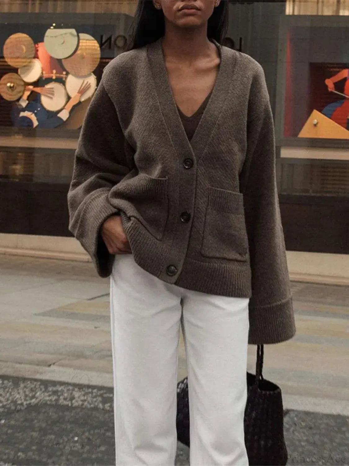 Classic Pocket V-neck Single-breasted Cardigan