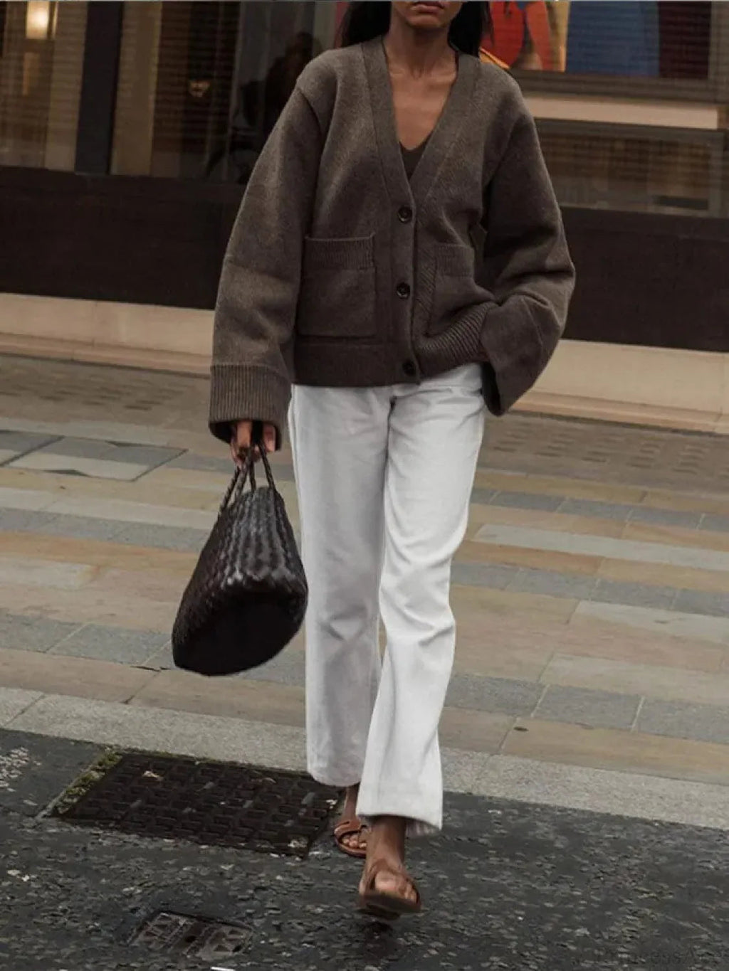 Classic Pocket V-neck Single-breasted Cardigan