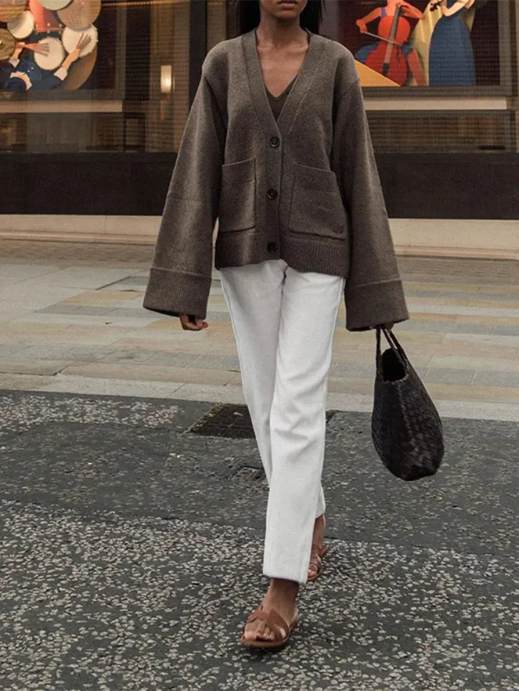 Classic Pocket V-neck Single-breasted Cardigan
