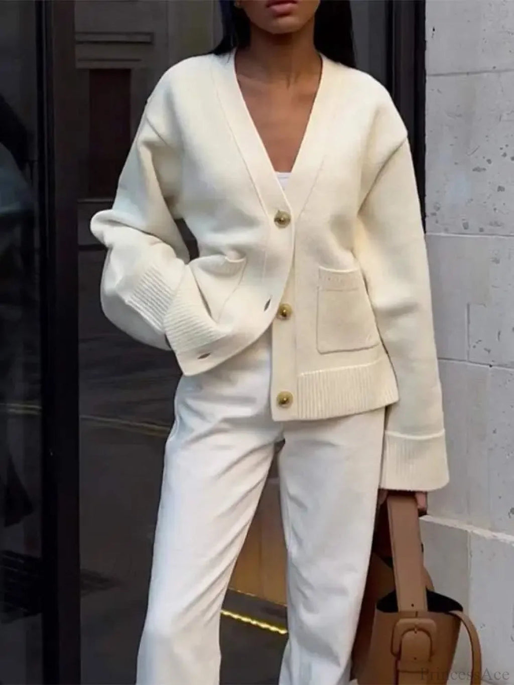 Classic Pocket V-neck Single-breasted Cardigan