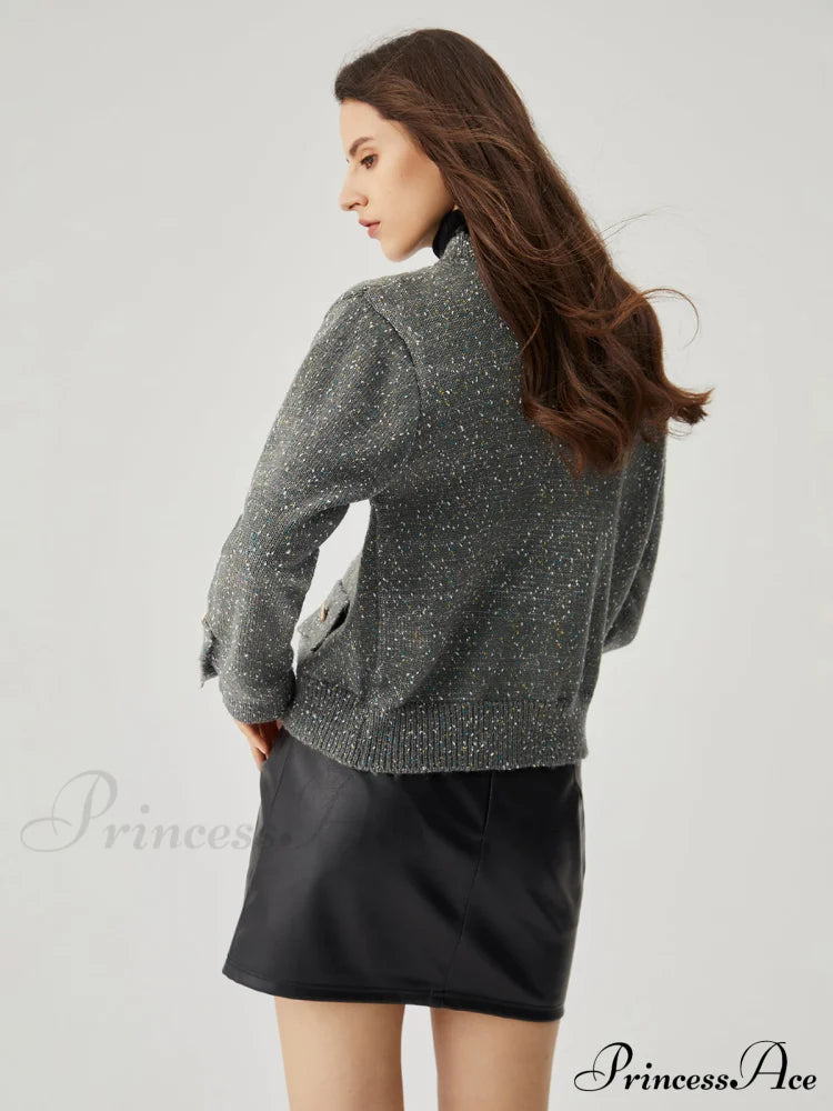 Colorful Dot Knit Metallic Button Cardigan