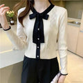 Contrast Color Button V-neck Knit Cardigan
