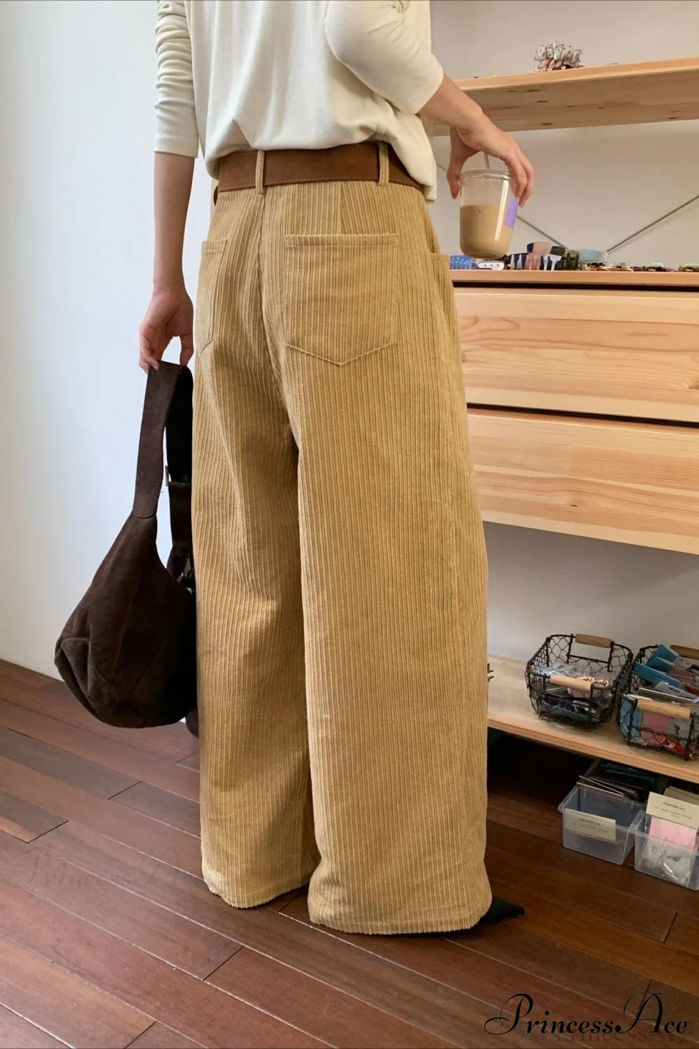 Corduroy High-waist Wide-leg Minimal Pants