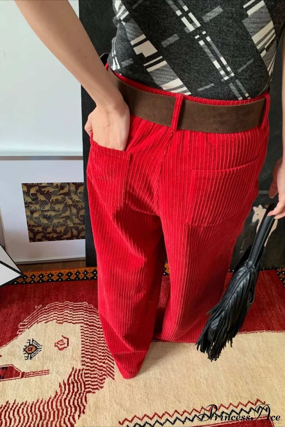 Corduroy High-waist Wide-leg Minimal Pants