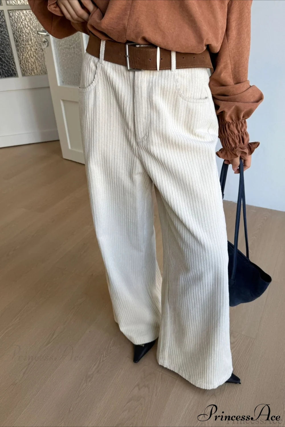 Corduroy High-waist Wide-leg Minimal Pants