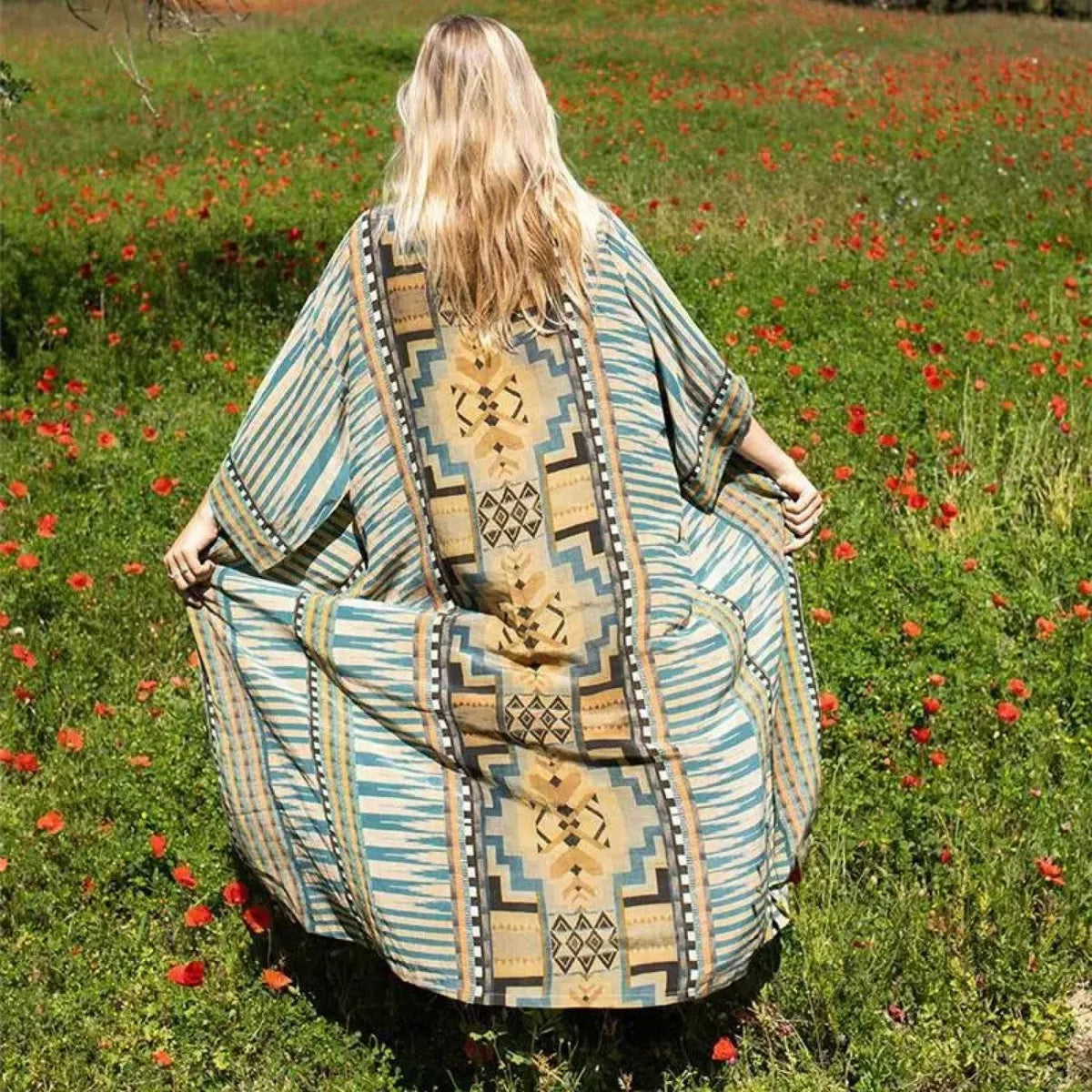 Cotton Print Kimono Cardigan Beach Cover Up