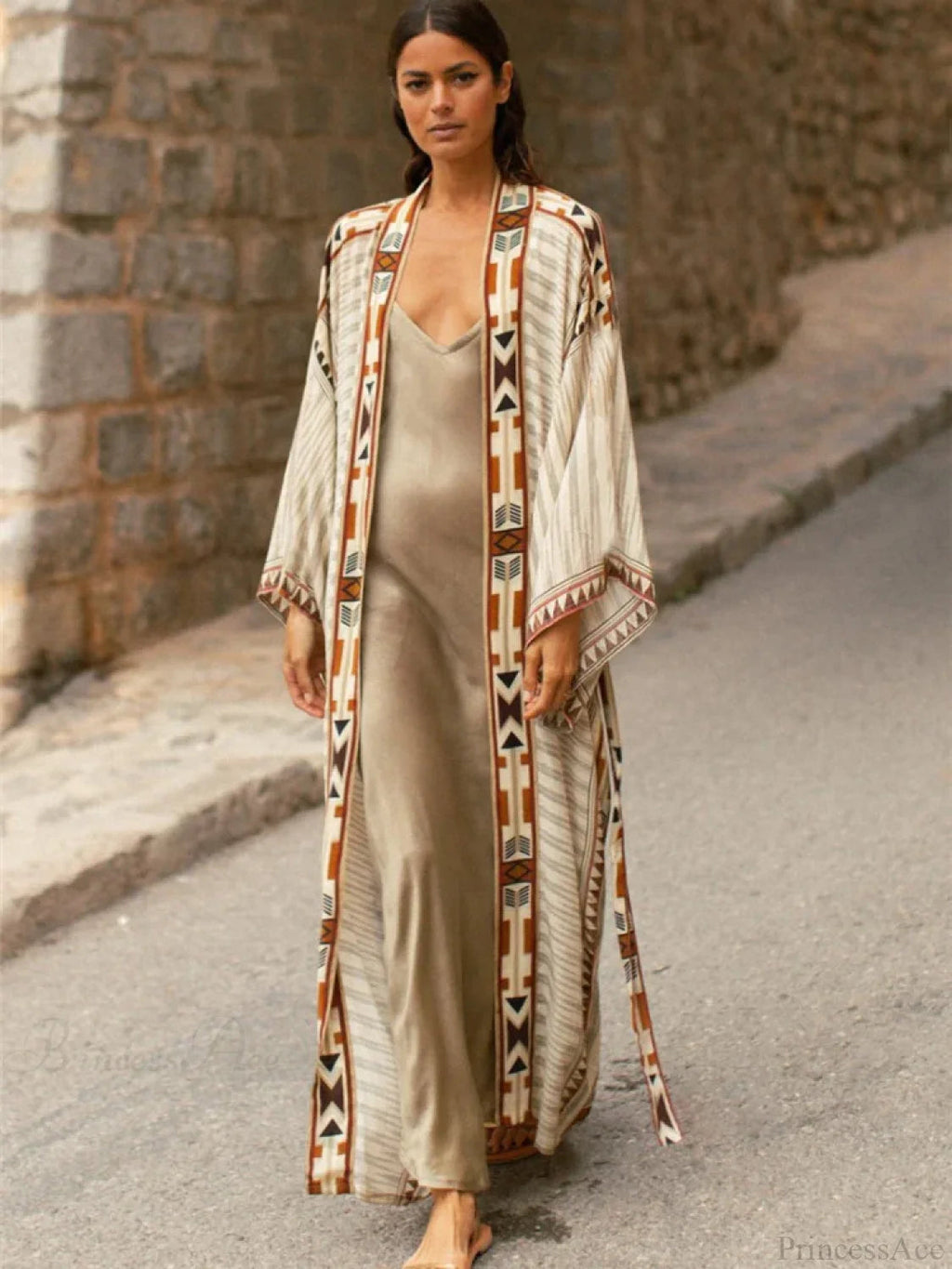 Cotton Print Kimono Cardigan Beach Cover Up