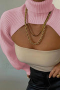 Cover-up Knit Ribbed Turtleneck Sweater
