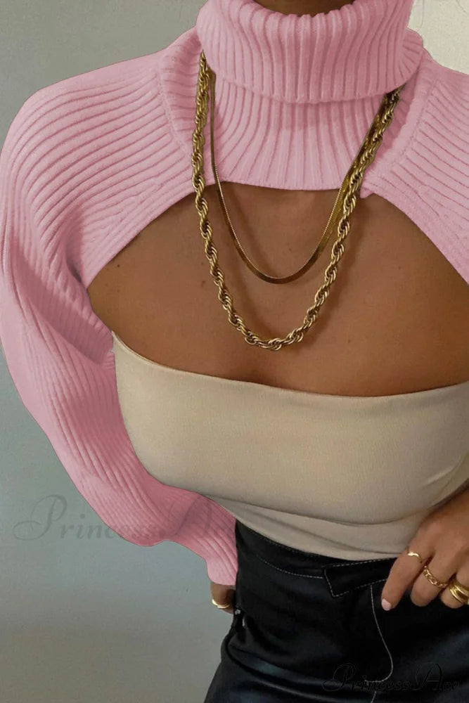 Cover-up Knit Ribbed Turtleneck Sweater