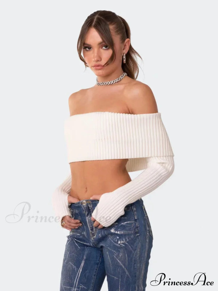 Crop Sweater and Long-sleeved Comfortable Chest-wrapped Top Woolen Sweater