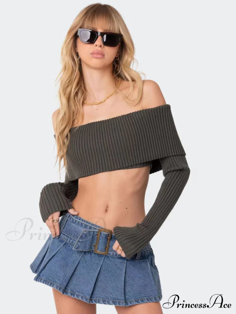 Crop Sweater and Long-sleeved Comfortable Chest-wrapped Top Woolen Sweater