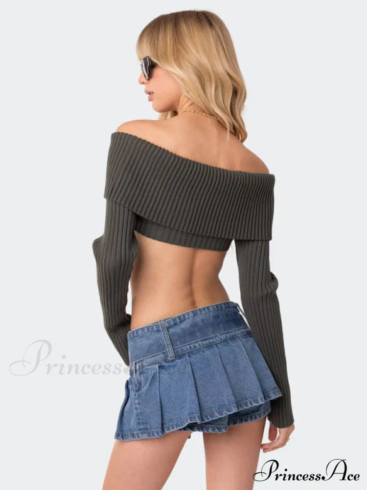 Crop Sweater and Long-sleeved Comfortable Chest-wrapped Top Woolen Sweater