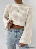 Cropped Long Neck Mock Arm Sweater