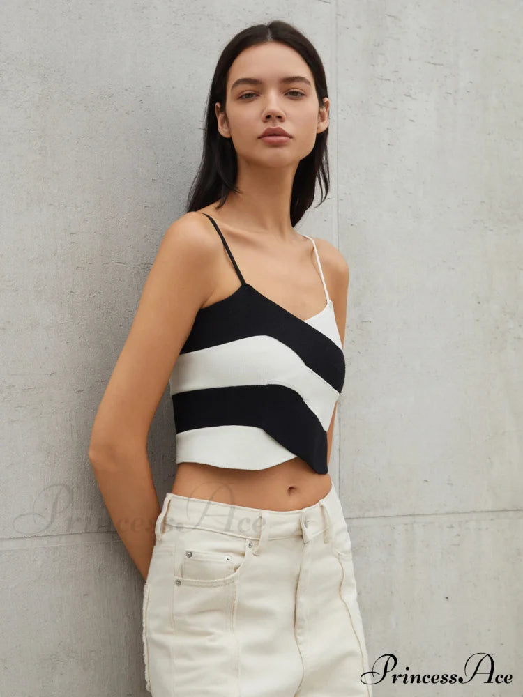 Cross Layer Crop Cami Sweater Vest