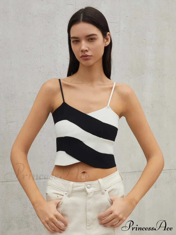 Cross Layer Crop Cami Sweater Vest