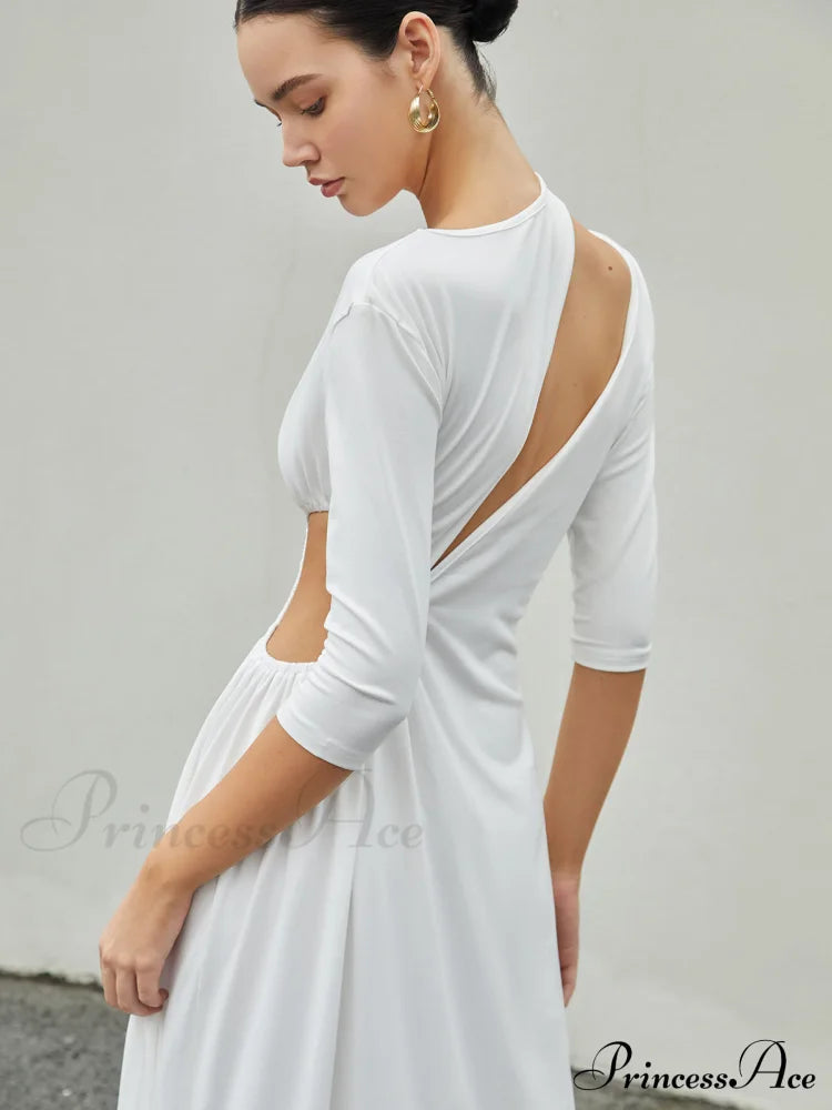 Cut Out Ruched Split Knit Maxi Dress