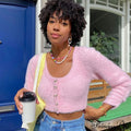 Flower Cable Knit Bishop Classic Sleeve Crop Pullover Sweater - Yellow