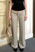 Polka Dot Tie Flared Pants