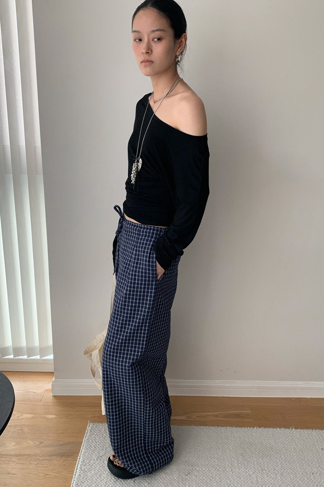 Loose Fit Checkered Pants