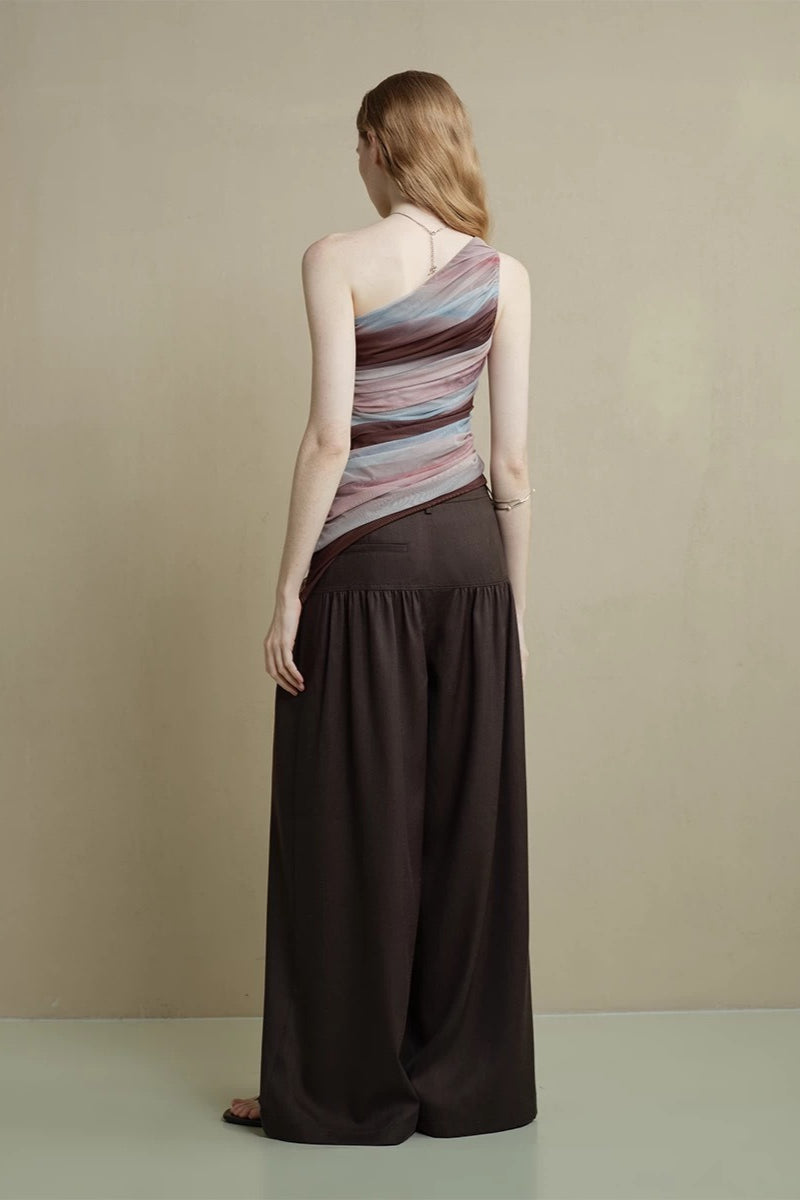 Soft Ruched Wide-leg Pants