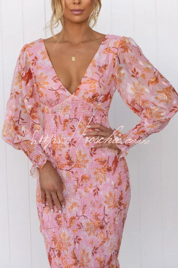 Garden Gathering Smocked Waist Midi Dress