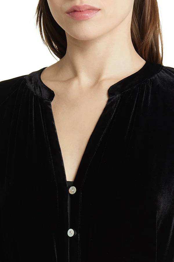 Color Velvet Long-sleeved V-neck Lace-up Mini Dress