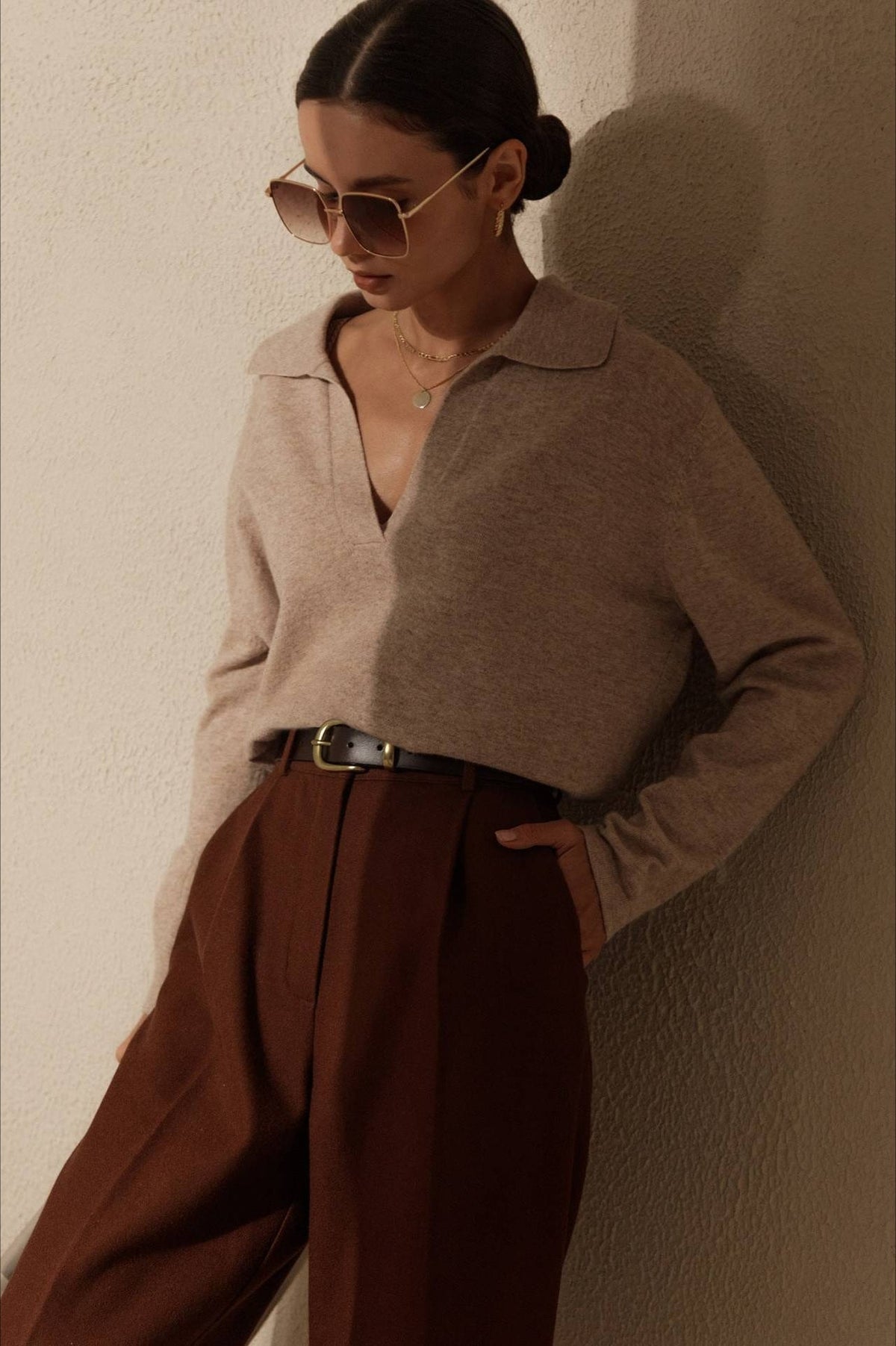 French-style Lapel Knit Sweater