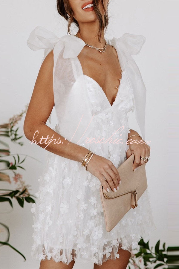 Blooming Love Applique Tulle Organza Mini Dress