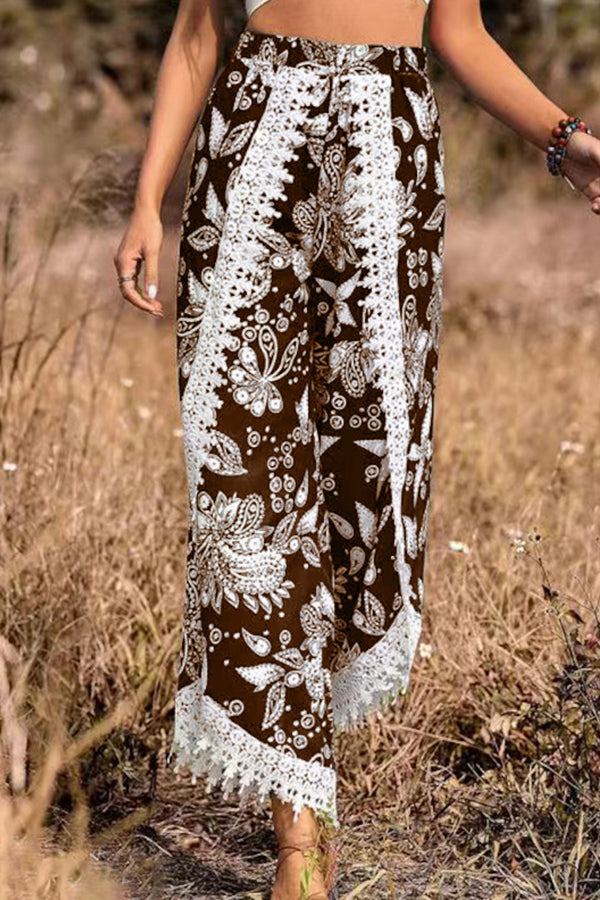 Loose Print Lace Pants