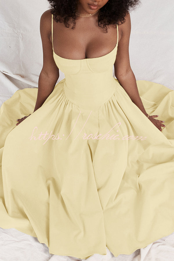 Color Buttonless Bandeau Side Pocket Midi Dress