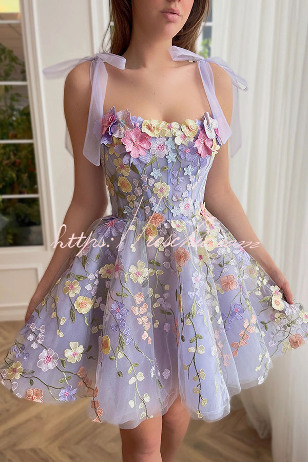 Lavender Lace Up High Waisted Back Zip Mini Dress
