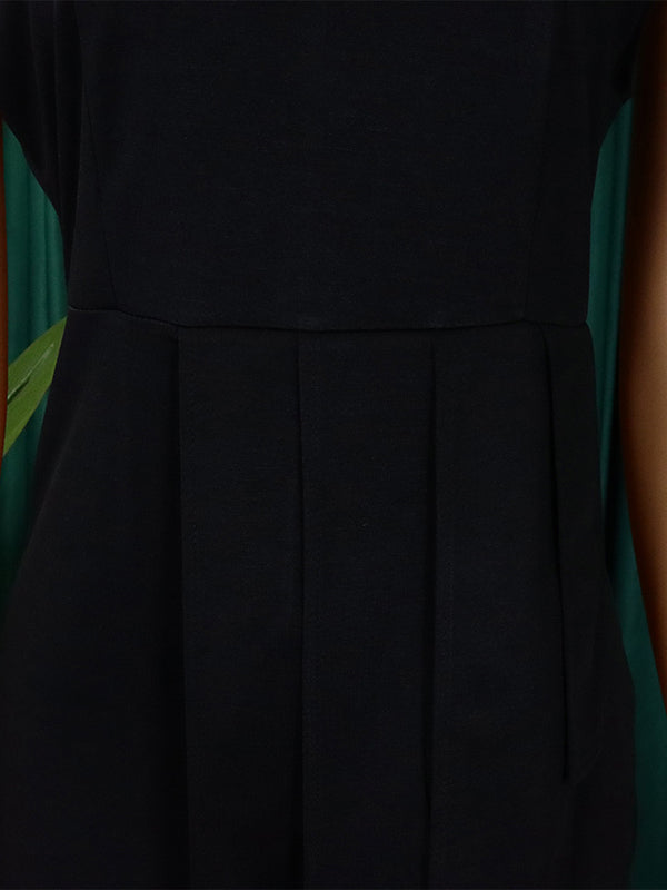 Short Sleeves Skinny Pleated Color Split-back Split-front Split-joint Round-neck Midi Dresses