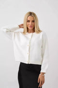 White Button Front Cardigan