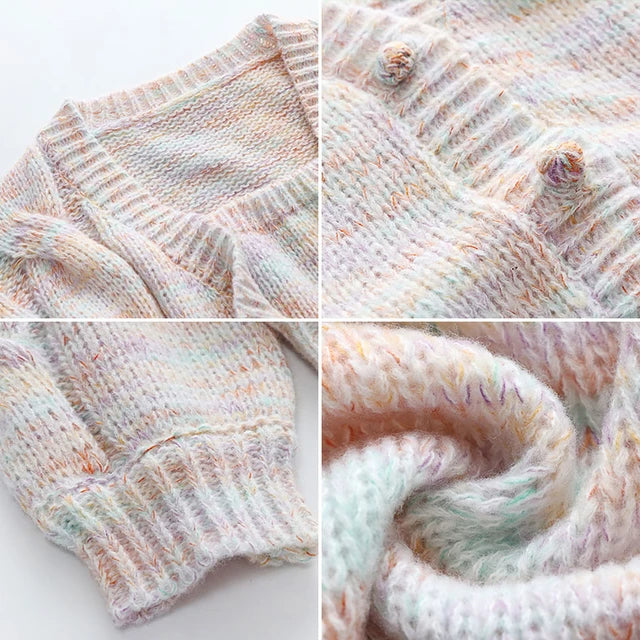High Street Knitted Sweater 2 Piece Top and Vest Set for Cropped Long Sleeve Tops New Cardigan Knitwear