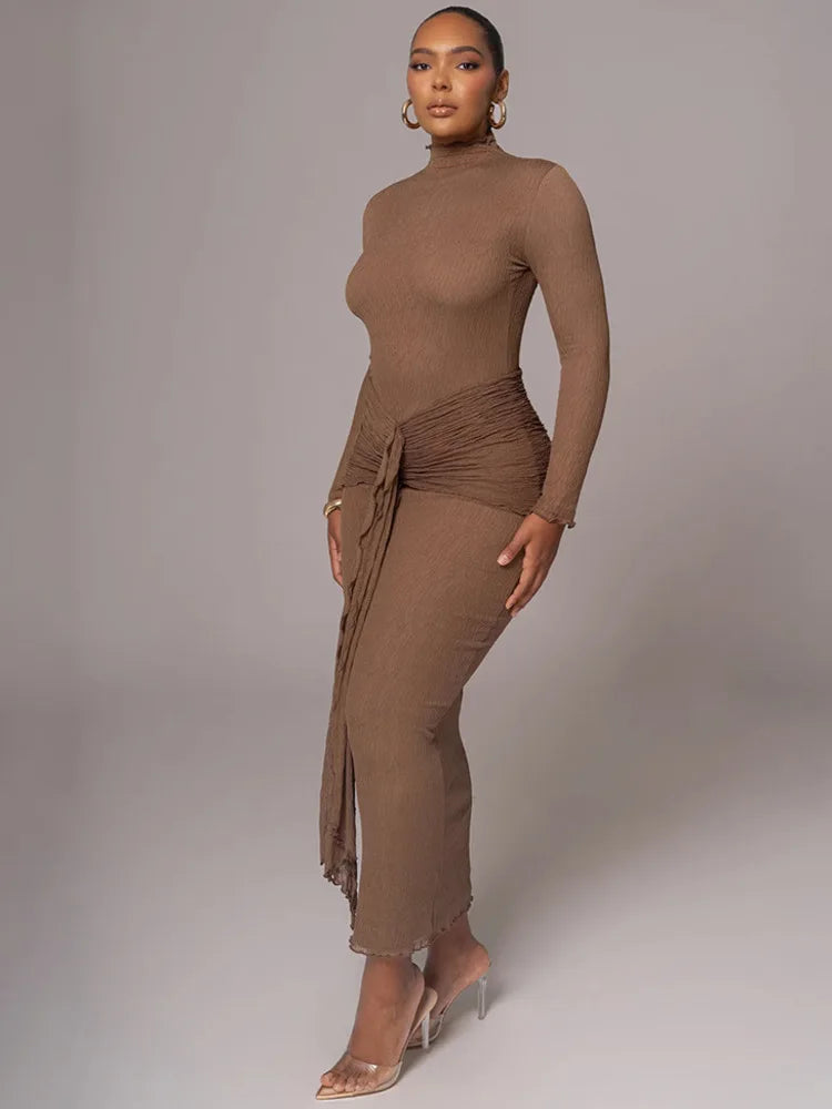 Long Sleeved Lace Patchwork Bodycon Party Club Evening Dress for Autumn Winter New Long Dress Slim Vestido